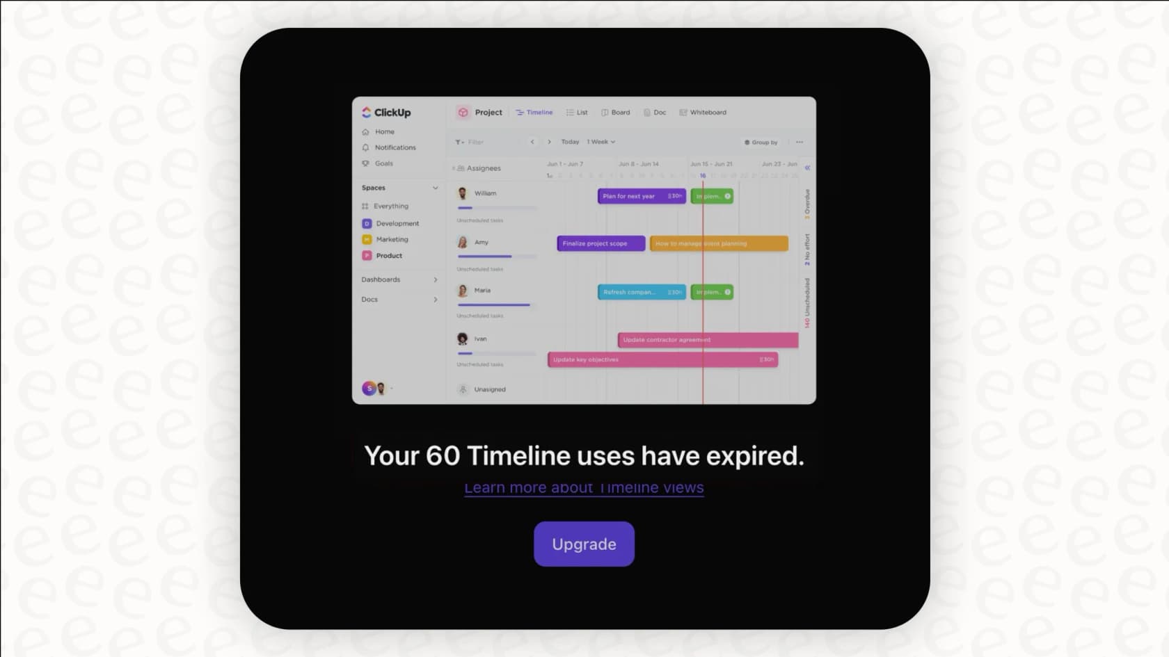 Screenshot highlighting the limitations of the ClickUp Free Forever plan, a crucial aspect of ClickUp pricing for new users.