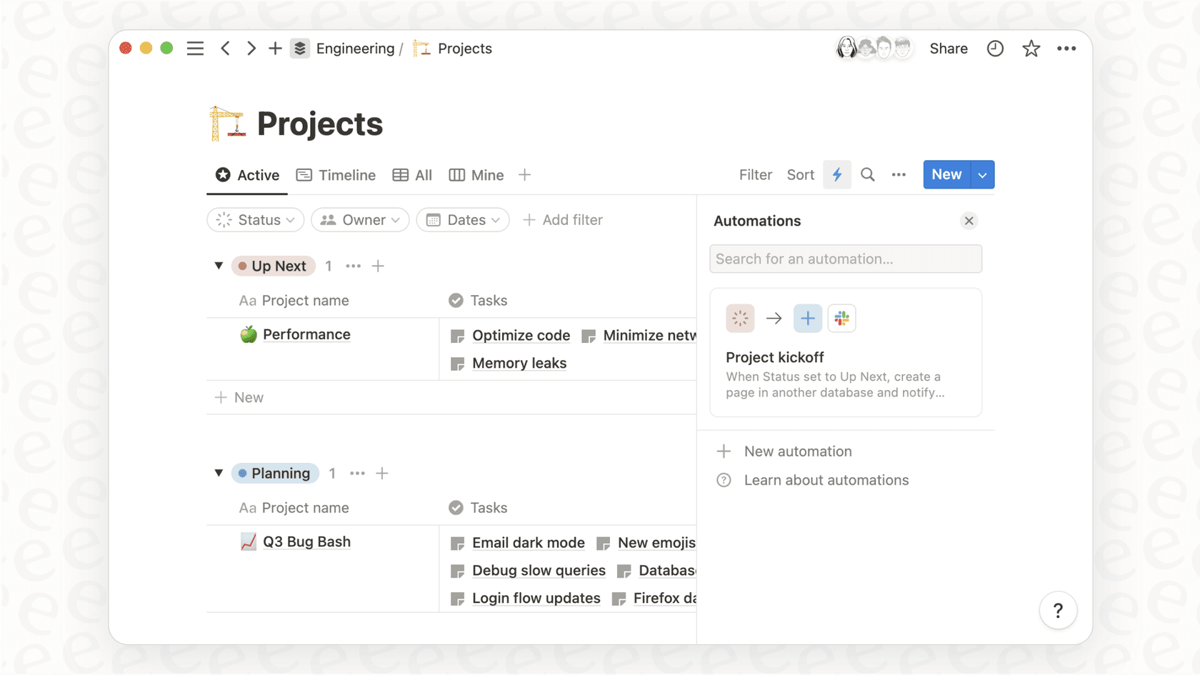 A screenshot of a Notion database where the Notion AI assistant is using the AI autofill feature to summarize entries automatically.