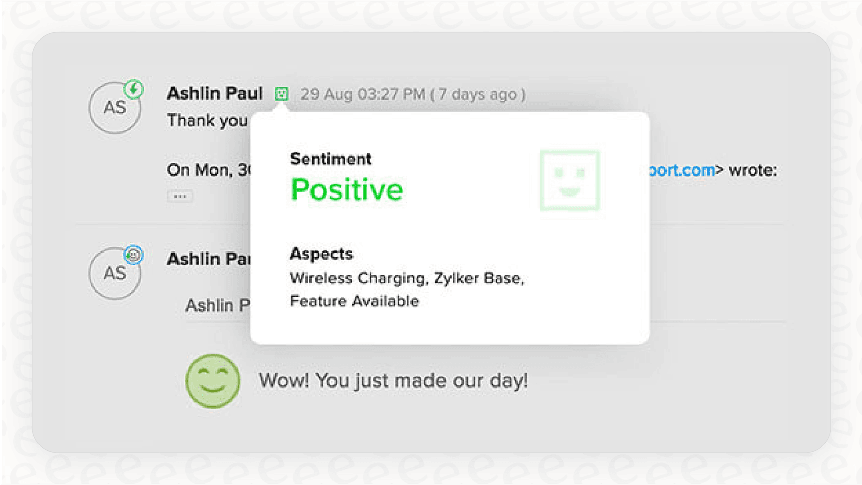 A screenshot showing Zoho