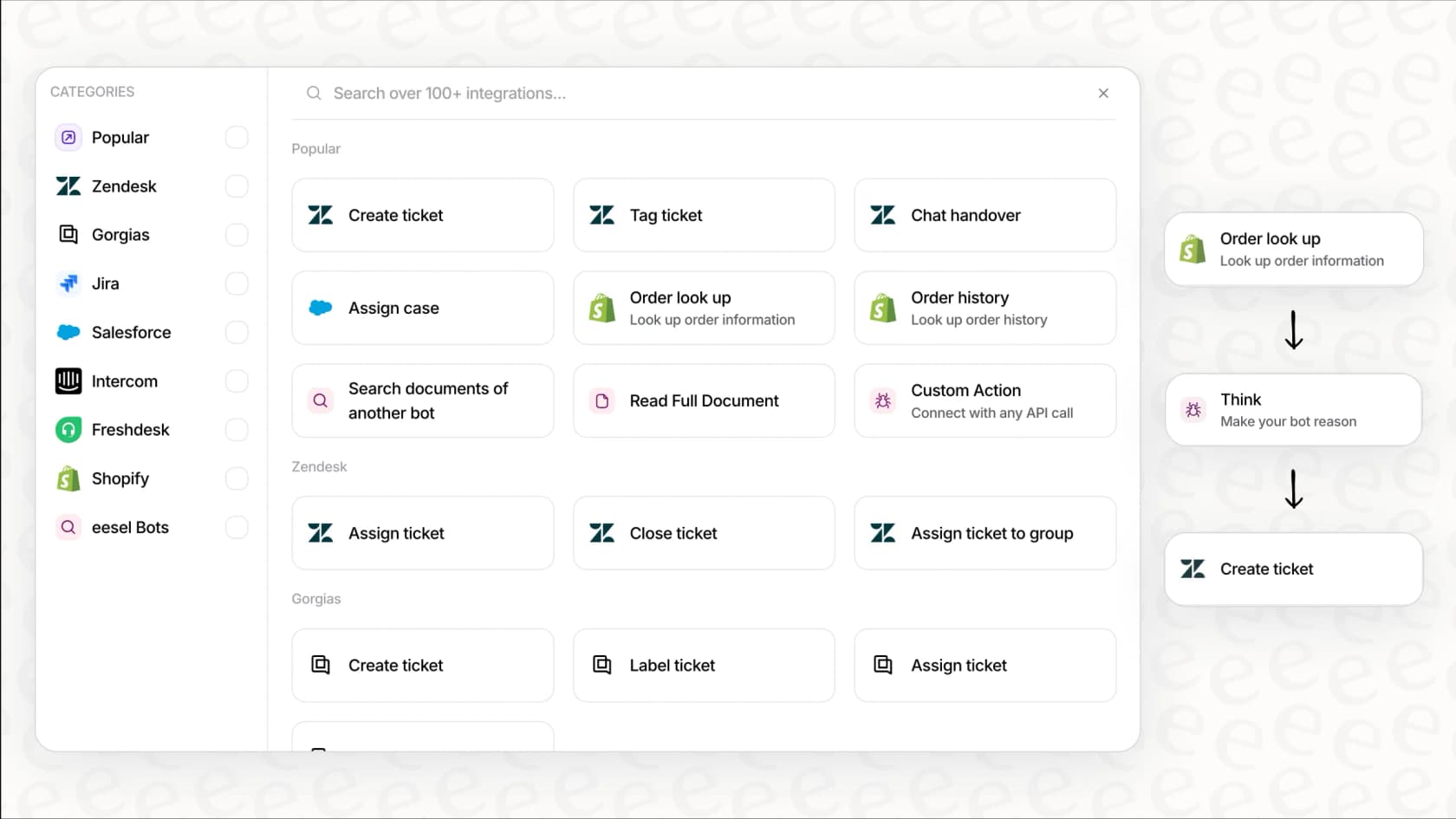 Screenshot of the eesel AI no-code dashboard, which provides a user-friendly alternative to the complex setup of raw models like Qwen Image Edit.