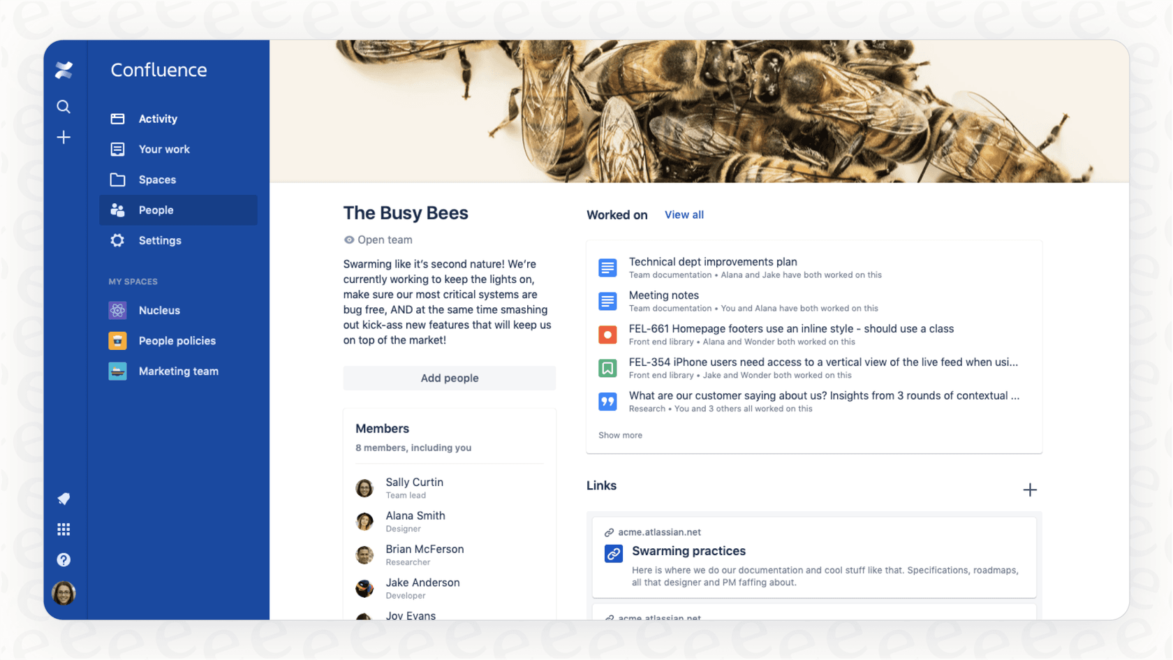 A view of the Confluence dashboard, illustrating how teams can organize their work and collaborate effectively, a key factor in determining the right Confluence pricing plan.