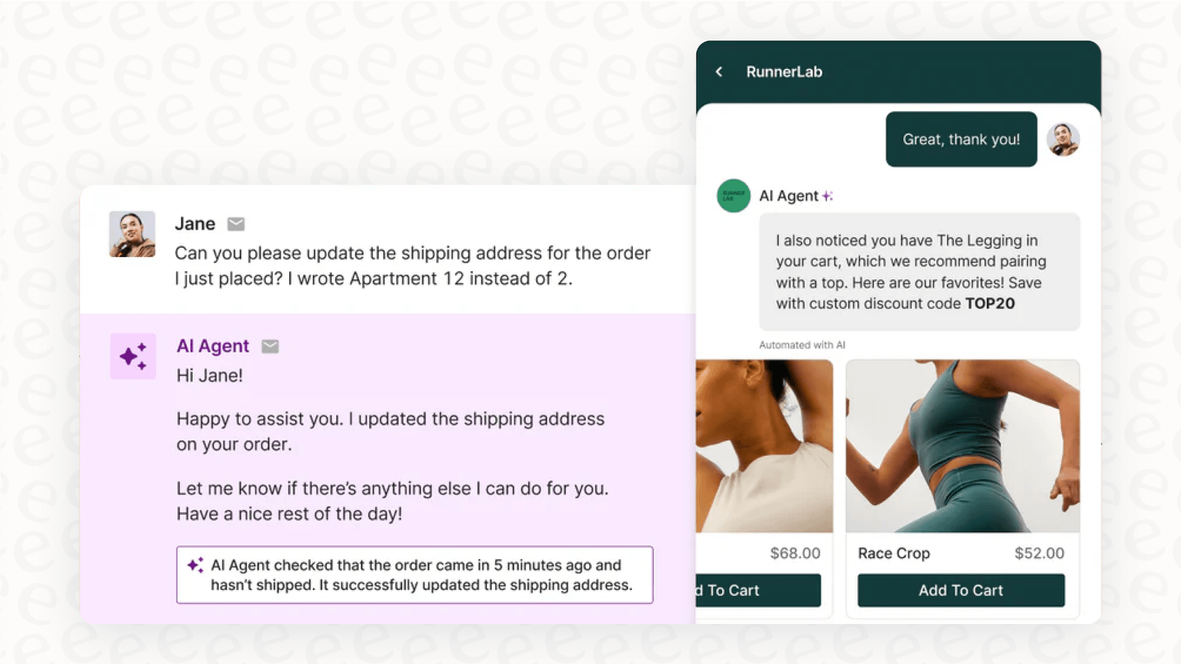 The Gorgias AI support agent seamlessly integrates with Shopify to pull real-time customer and order data.
