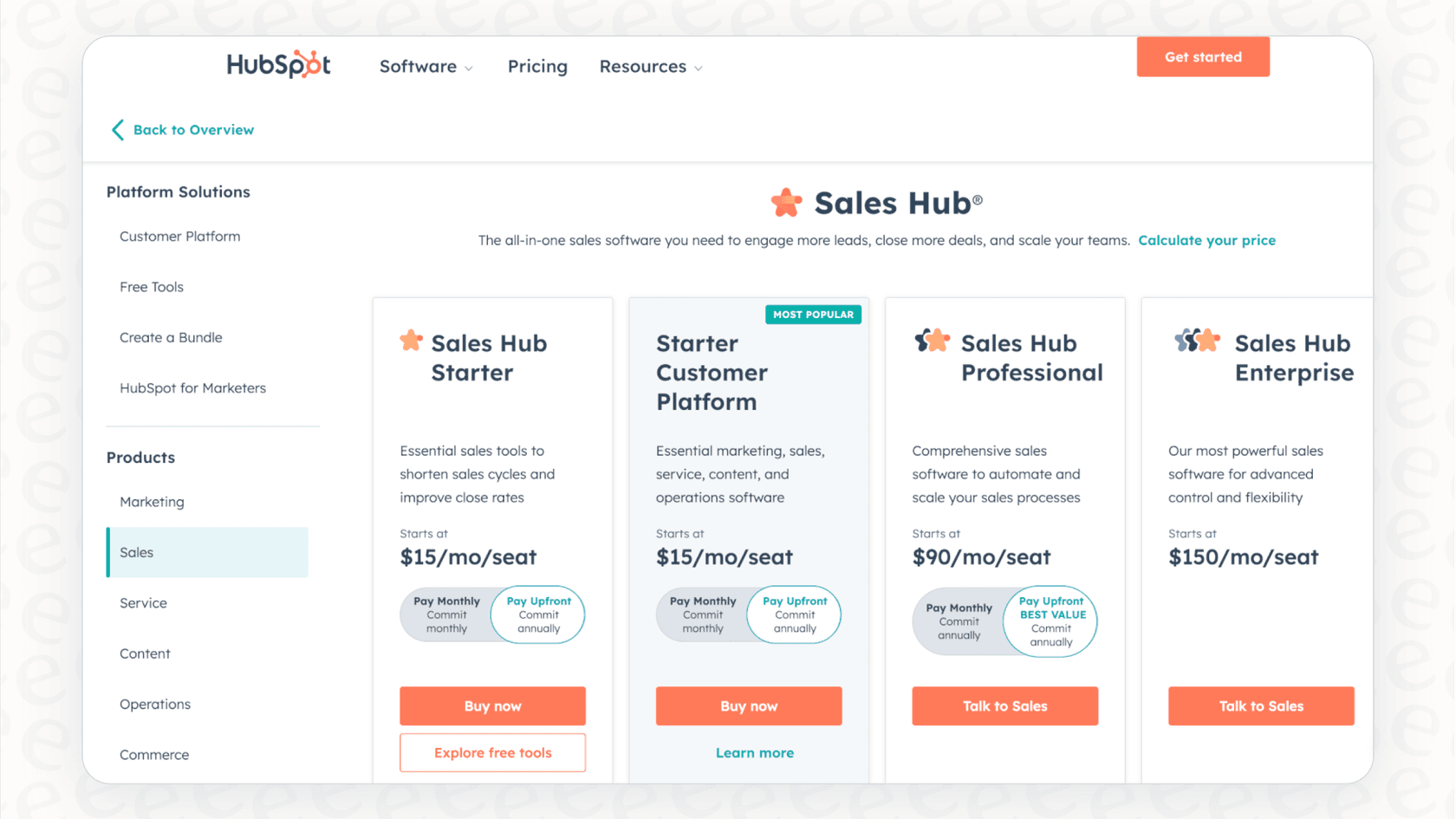 HubSpot pricing tiers and plan options