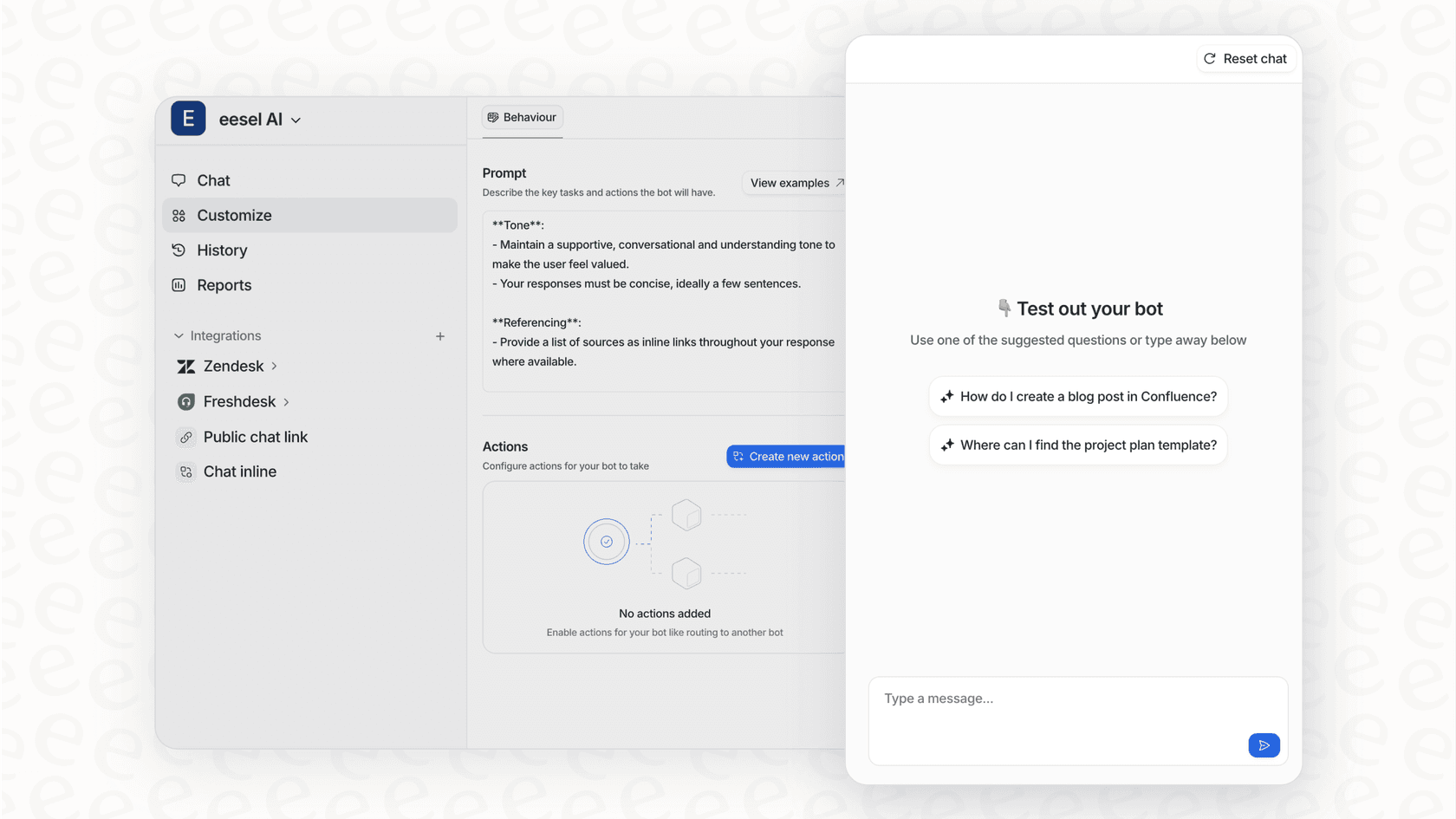 eesel AI simulation mode showing AI performance across support ticket themes before go-live.