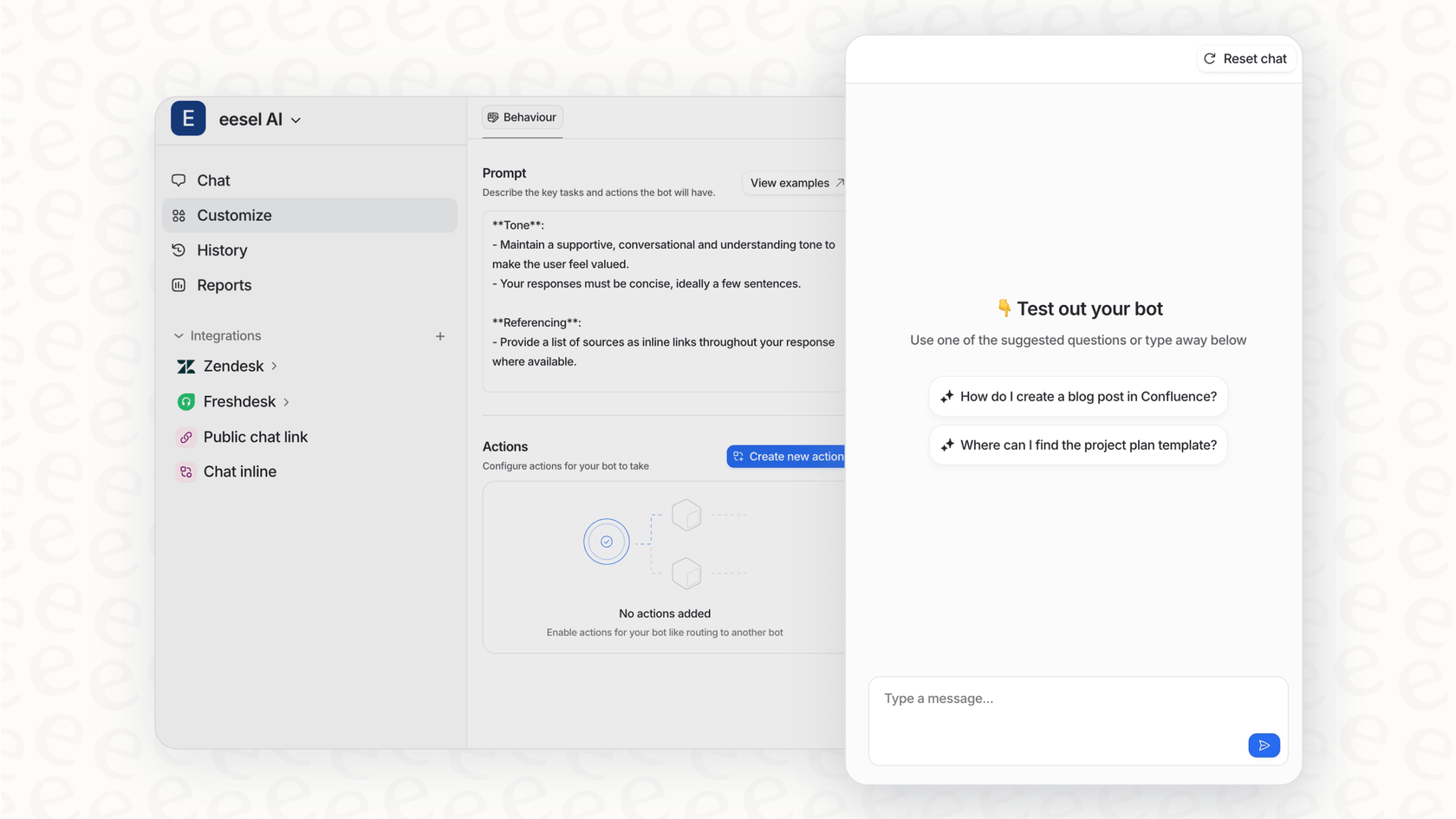 A screenshot of the eesel AI simulation feature, which forecasts the resolution rate for a Zendesk Slack integration before going live.