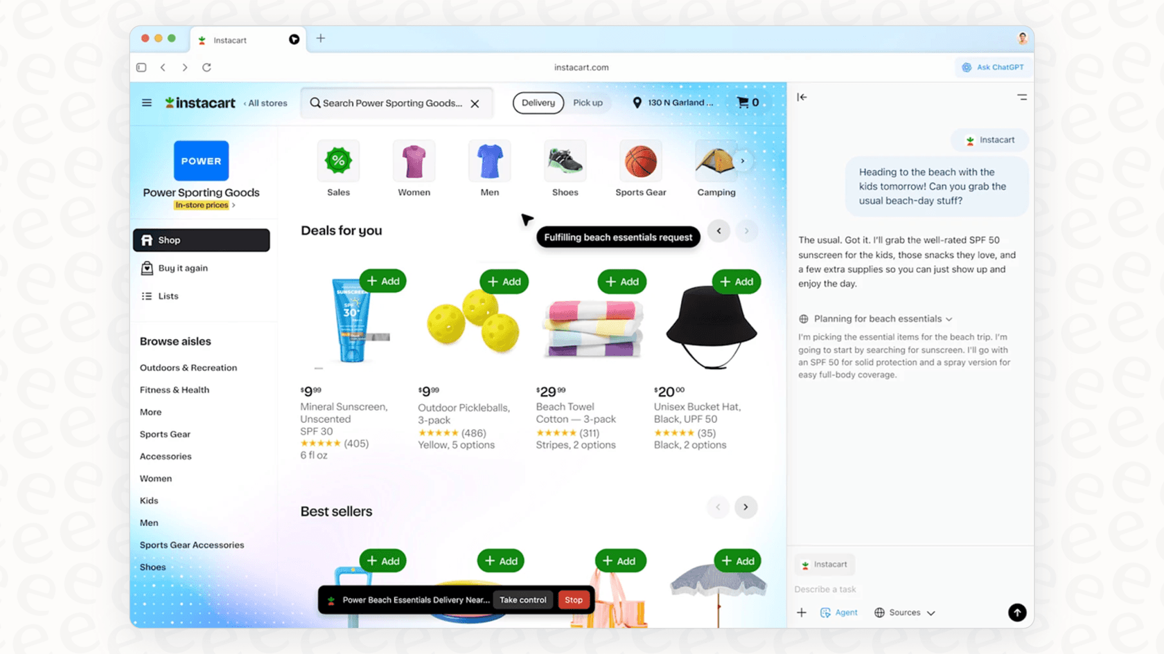 A screenshot explaining how the agent mode in ChatGPT Atlas delegates and performs tasks.