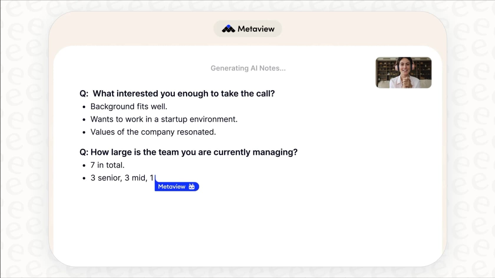 A screenshot of Metaview