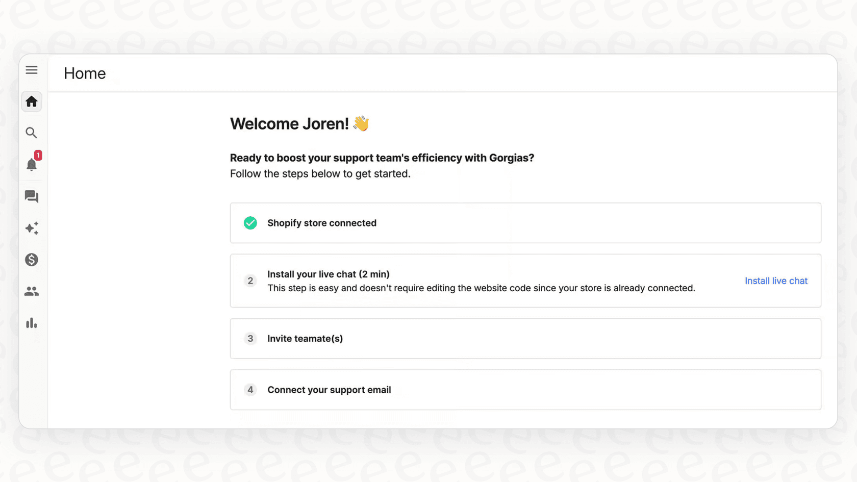 This screenshot shows a user setting up AI Agents in Gorgias, an important part of how to use AI with Gorgias for returns and exchanges.