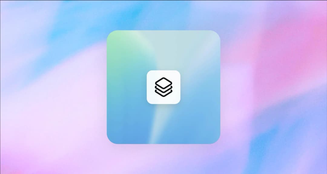 Stacked-layers icon on a pastel blue and pink background