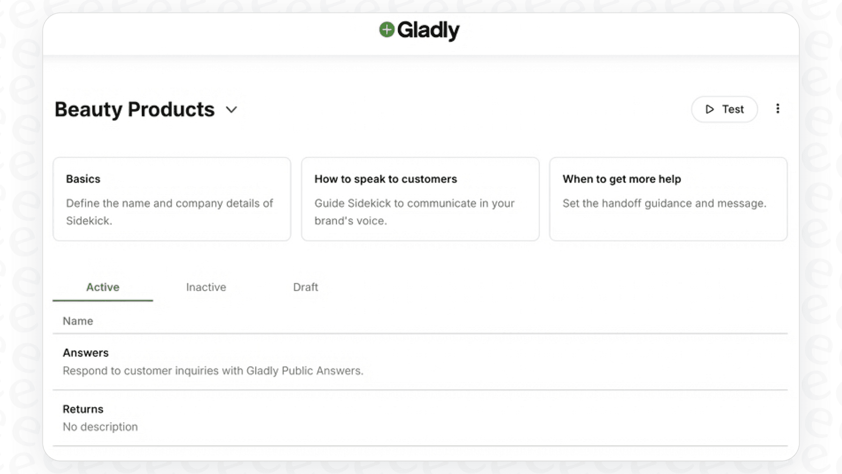 A screenshot of the no-code "Guides" setup in Gladly AI, illustrating how CX teams can manage the AI without developer help.