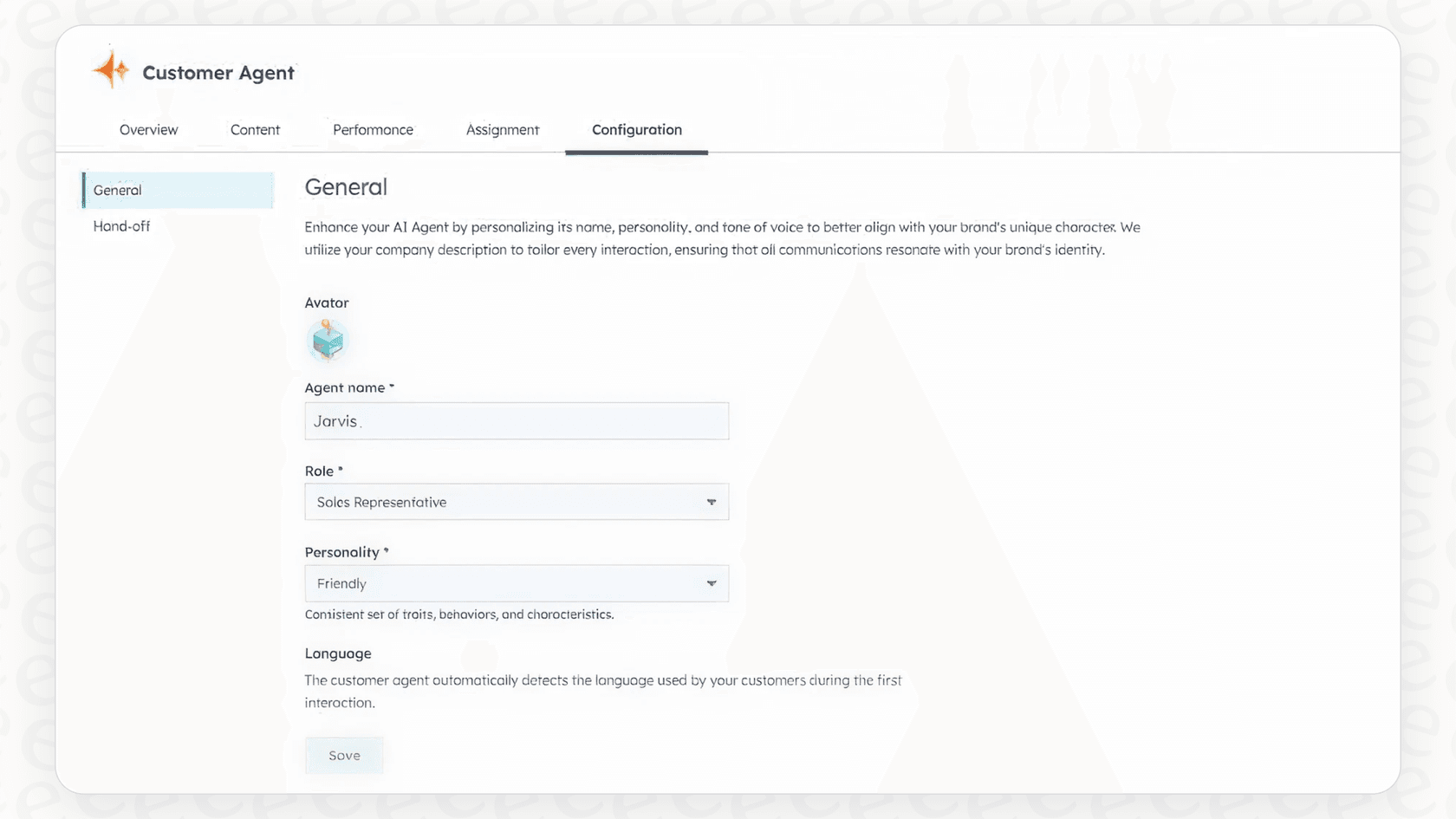 Screenshot of agent configuration in HubSpot Breeze.
