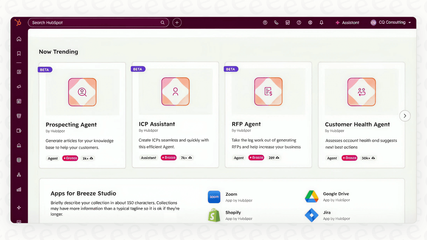 A user building one of the Breeze Custom Assistants in HubSpot