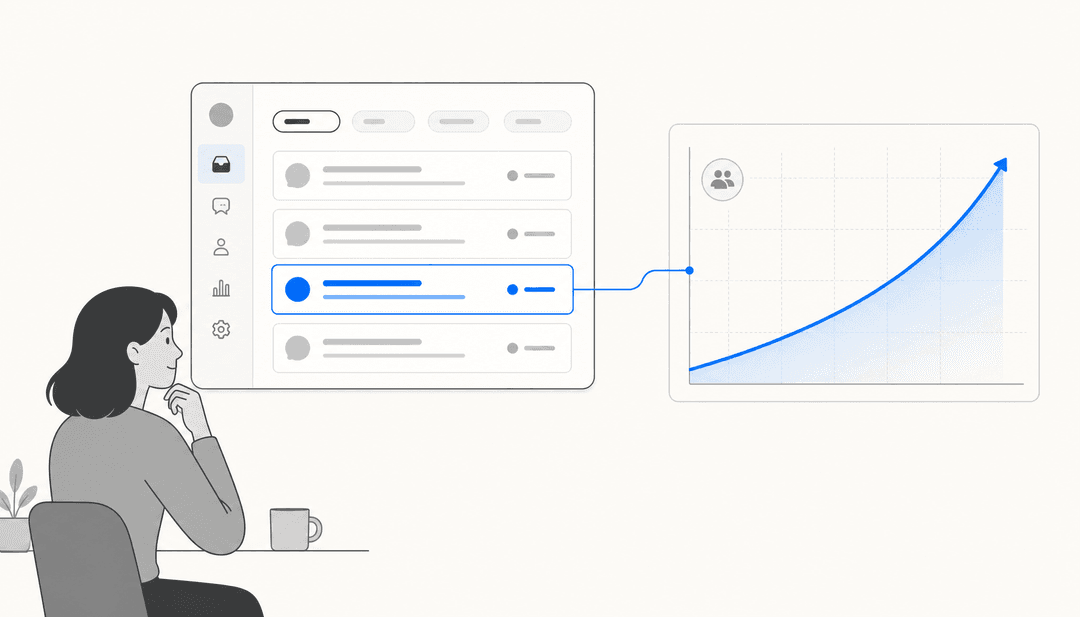 Support dashboard panel with a rising retention curve, illustrating how resolving tickets drives customer retention