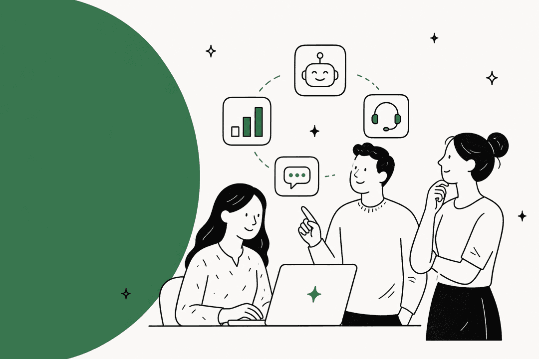 Illustrated banner for a 2026 roundup of the best AI tools for customer success