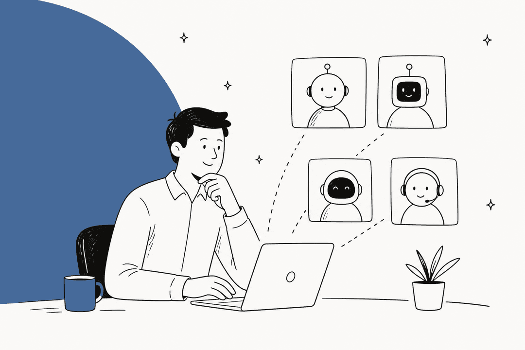 A person at a laptop comparing several AI agent options, illustrating Manus AI alternatives in 2026