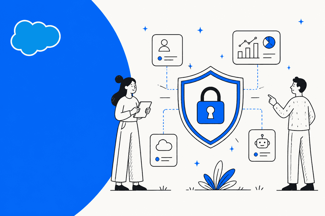 Shield with a padlock illustrating the Salesforce Einstein Trust Layer in 2026