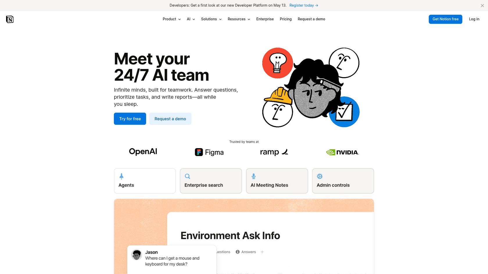 Notion AI homepage