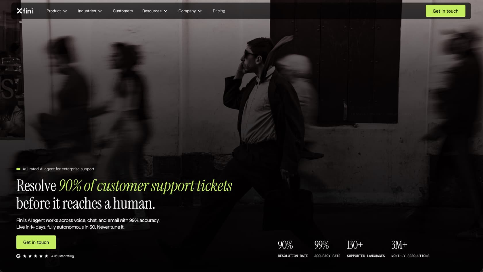 The Fini AI agent platform homepage