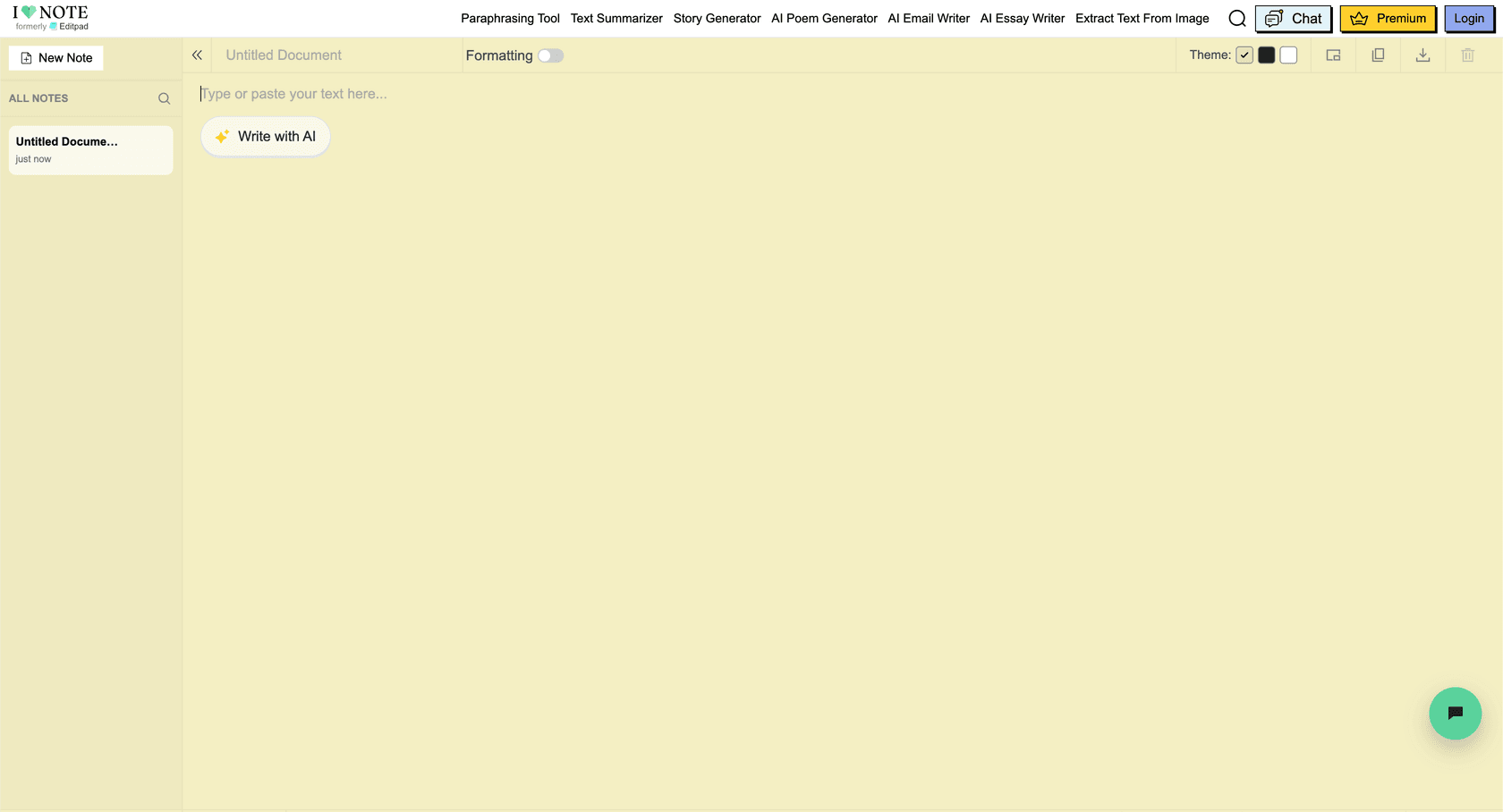 iLoveNote landing page