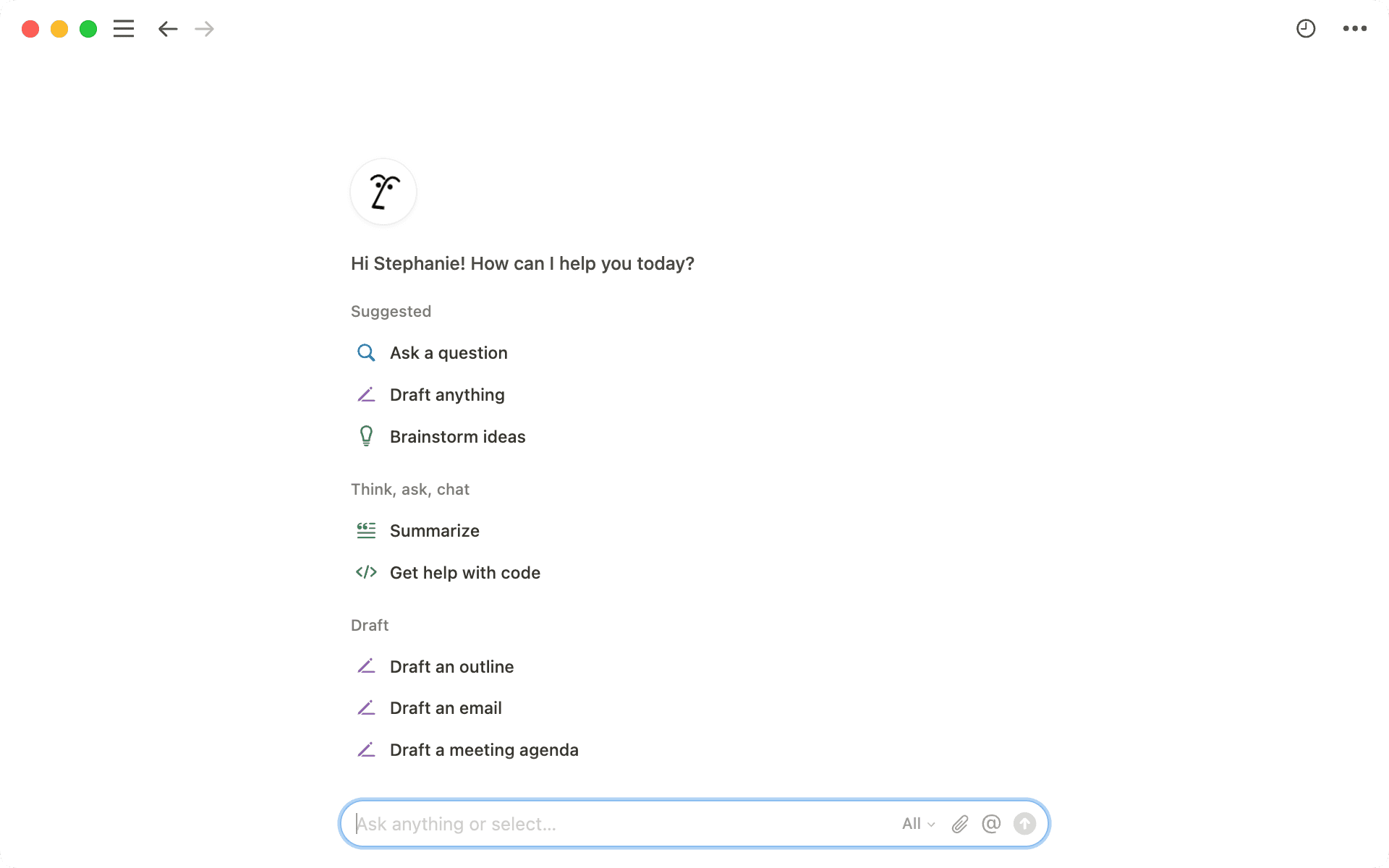 Notion AI writer view showing AI-assisted document editing interface with suggestions and rewrites inline