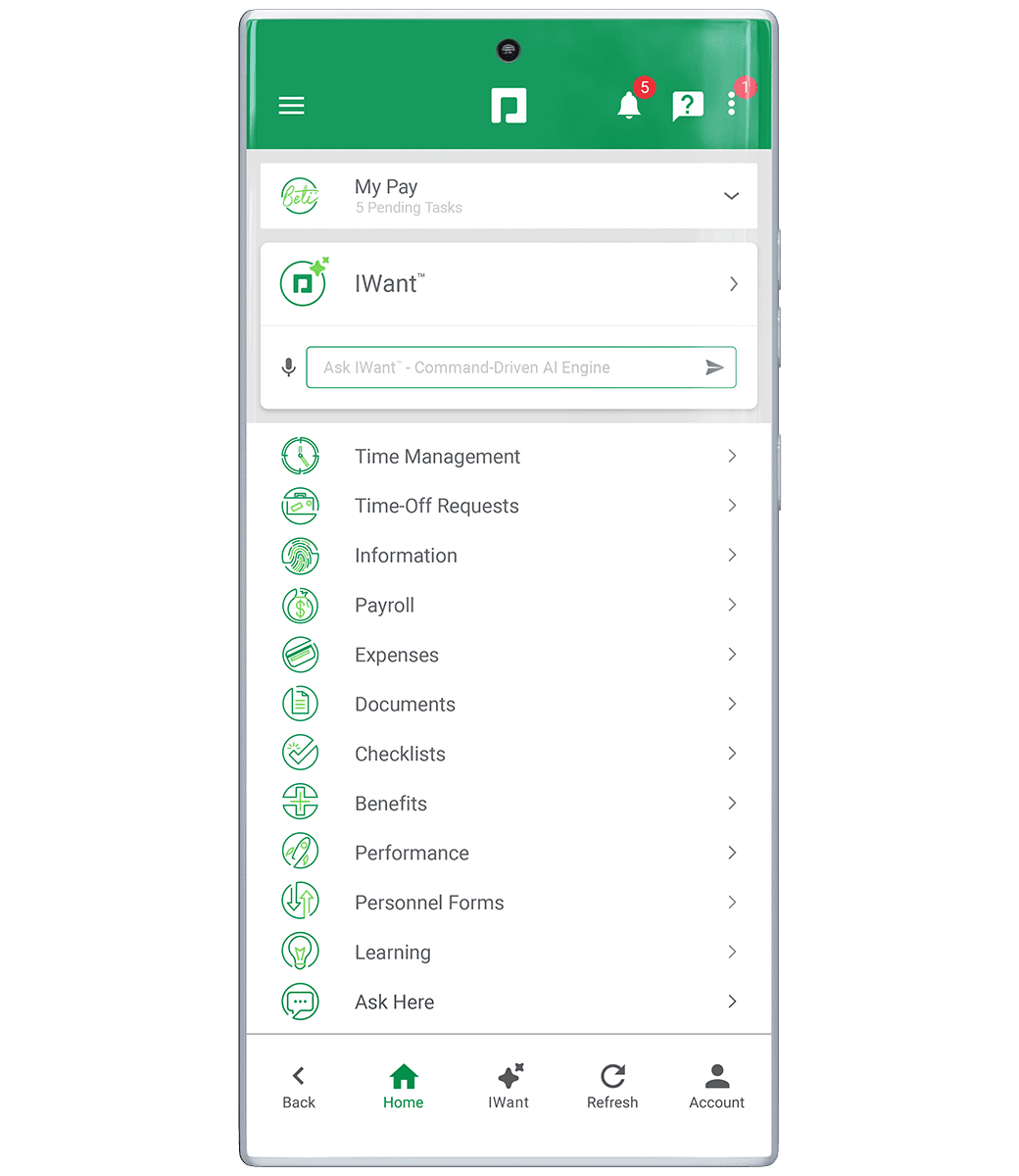 Paycom employee self-service dashboard and mobile app