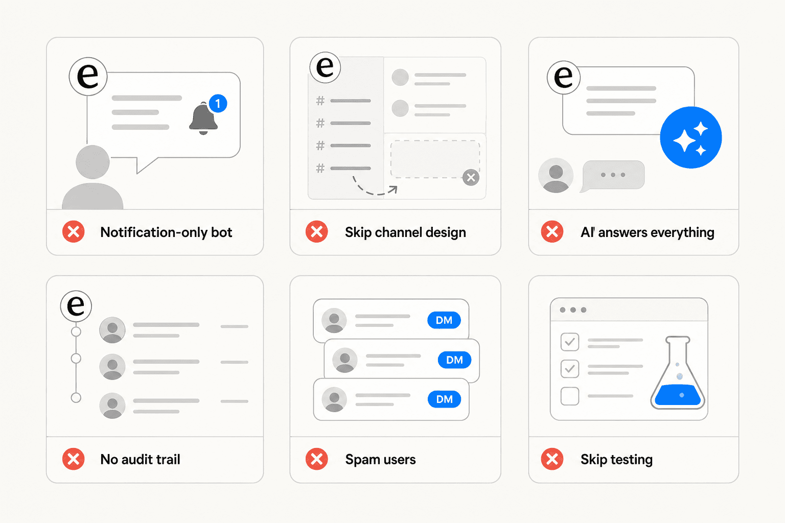 Common mistakes when deploying a Slack IT support bot: notification-only setup, no channel structure, missing audit trail, no simulation testing