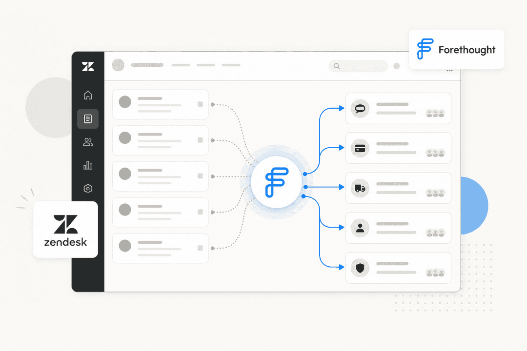 Zendesk Forethought AI triage configuration dashboard illustration