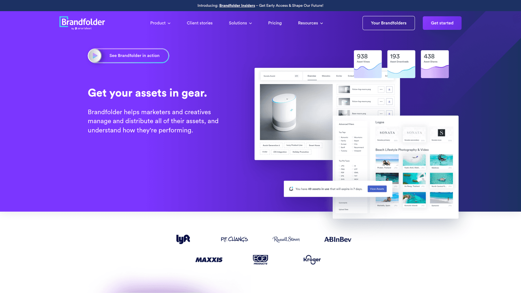 A screenshot of Brandfolder's landing page.