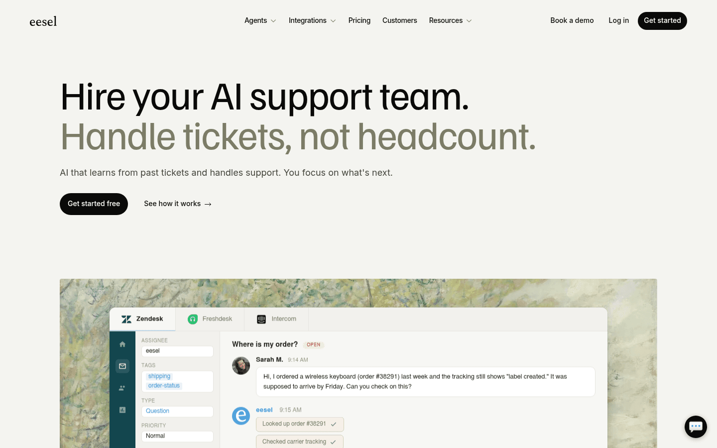 eesel AI helpdesk agent - autonomous ticket resolution and copilot mode