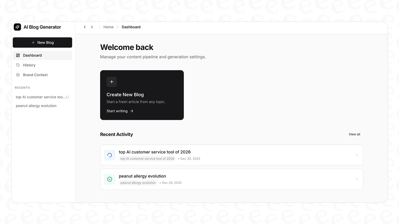 A screenshot of the eesel AI blog writer, a powerful SEO content software for generating complete articles.