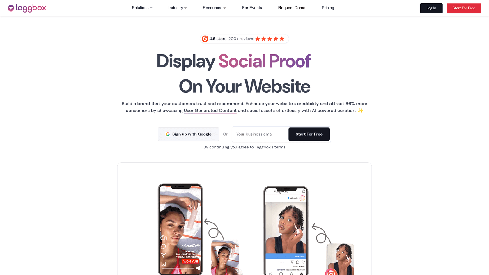 A screenshot of Tagbox's landing page.