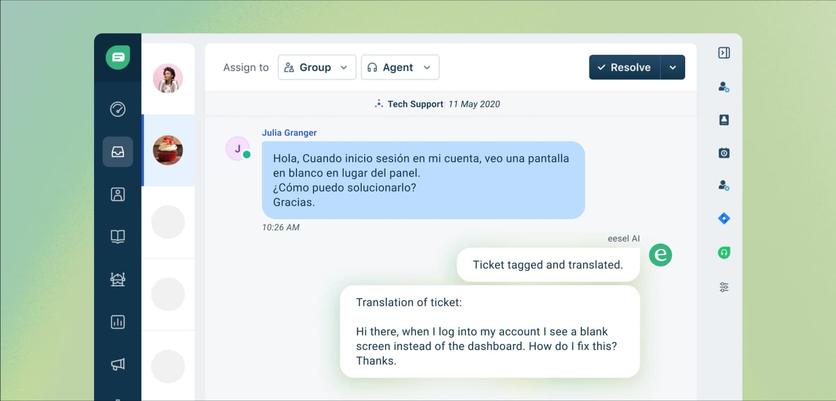 AI-powered triage automatically categorizing a support ticket based on its content, showing the power of a Zendesk ChatGPT integration.