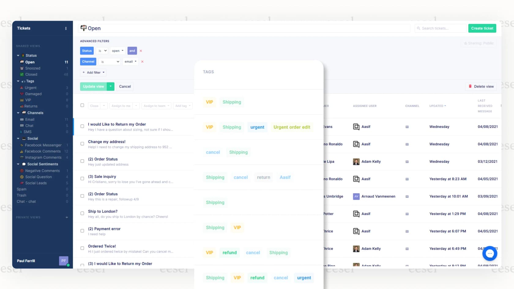 Gorgias AI ticket categorization feature within the helpdesk.