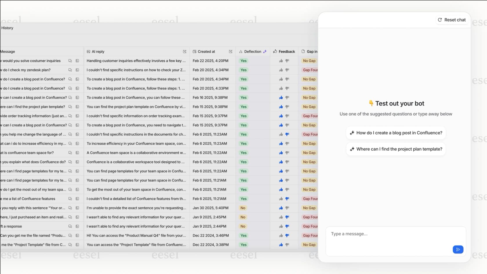 eesel AI's simulation feature shows projected resolution rates against your actual ticket history before you go live.