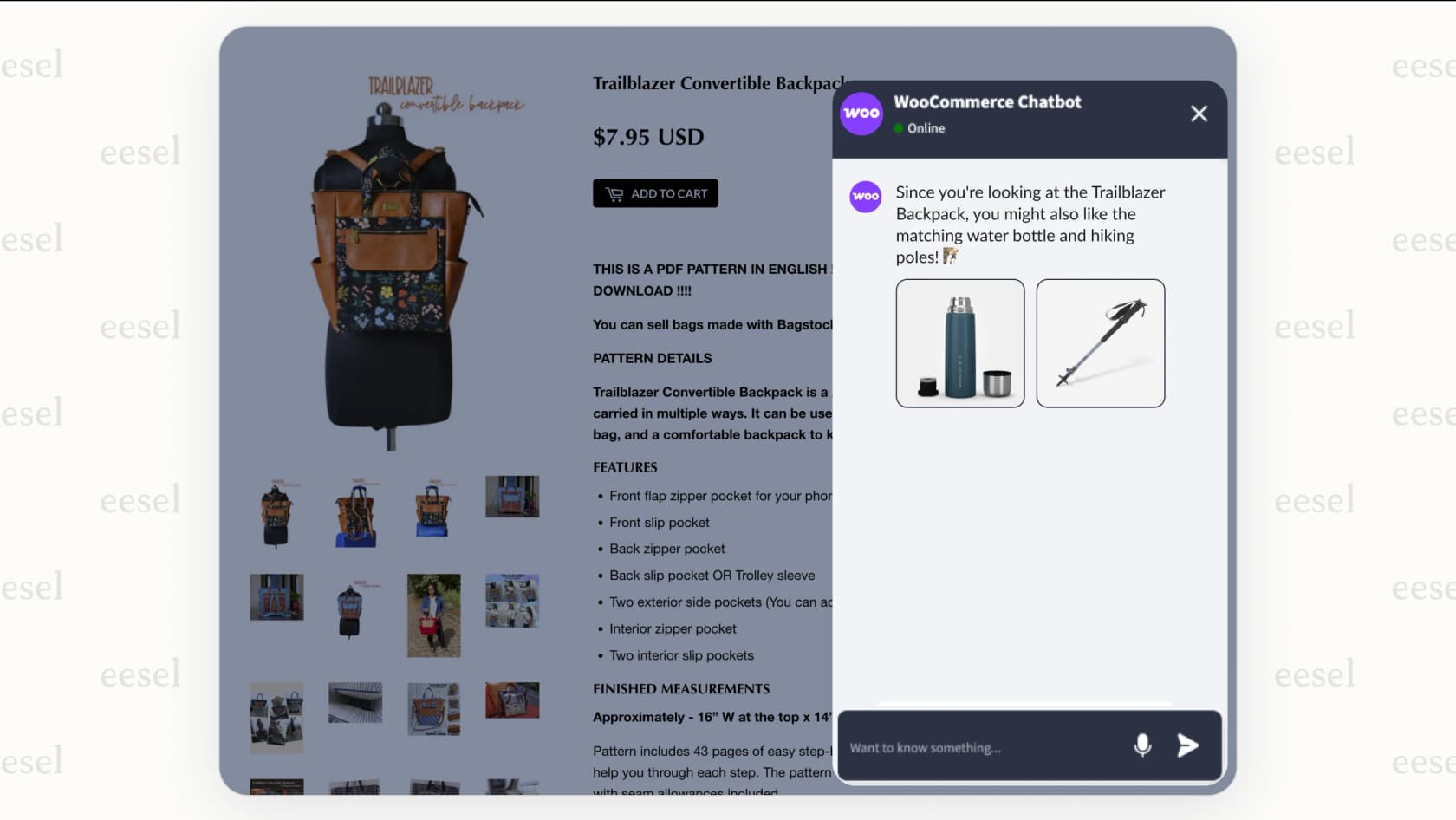 Screenshot showing a WooCommerce AI suggesting relevant products to a customer, helping to increase average order value through personalization.