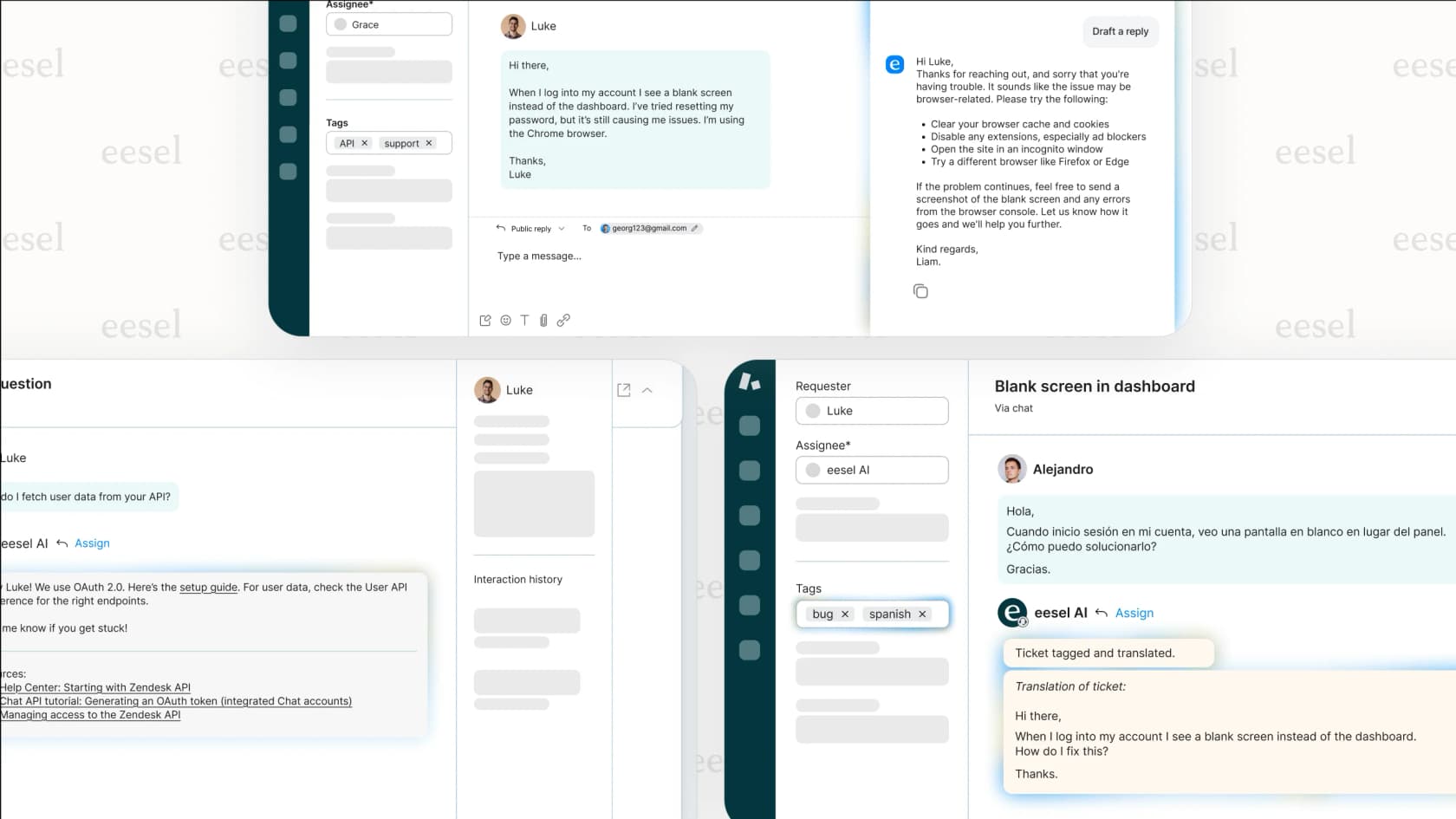 The eesel AI platform offers a collaborative, team-based approach for companies that use AI chatbots for customer service.