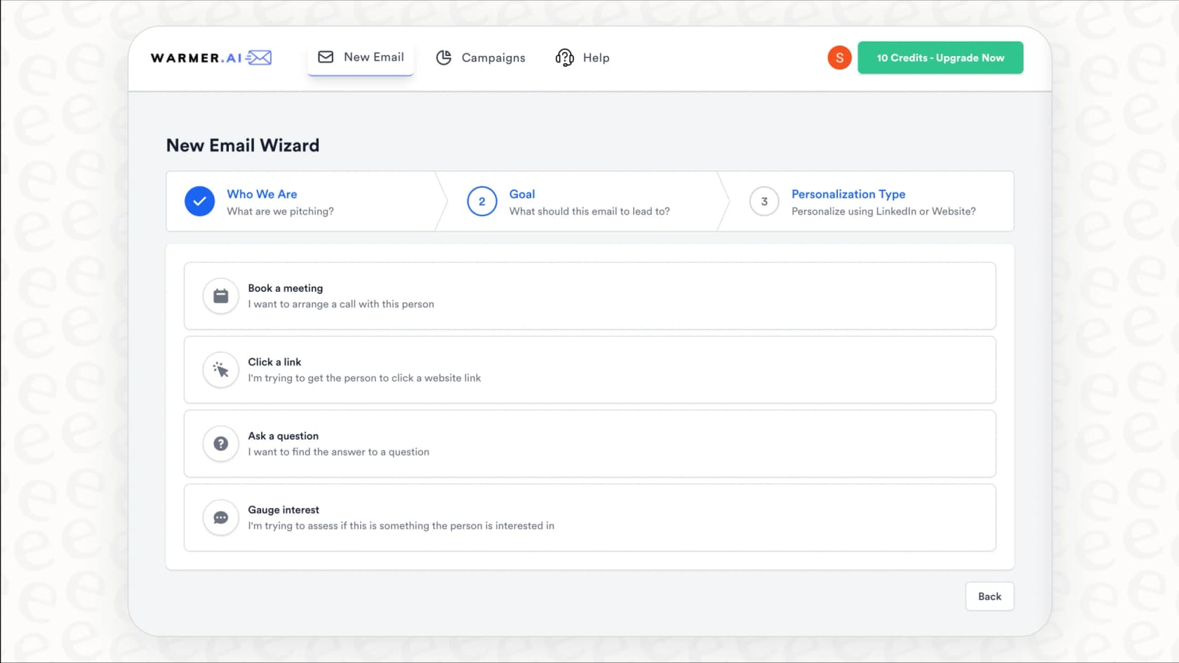 A screenshot of Warmer.ai