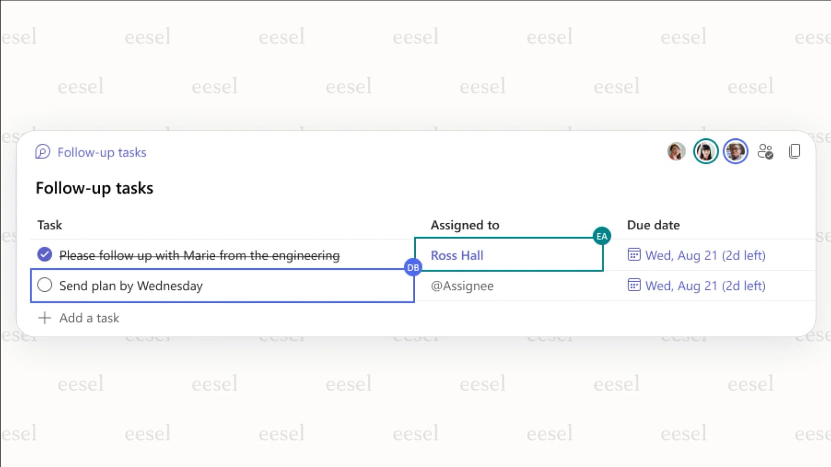 Screenshot showing a synced Loop component inside Microsoft Teams, demonstrating the seamless integration of this Notion alternative within the Microsoft 365 ecosystem.