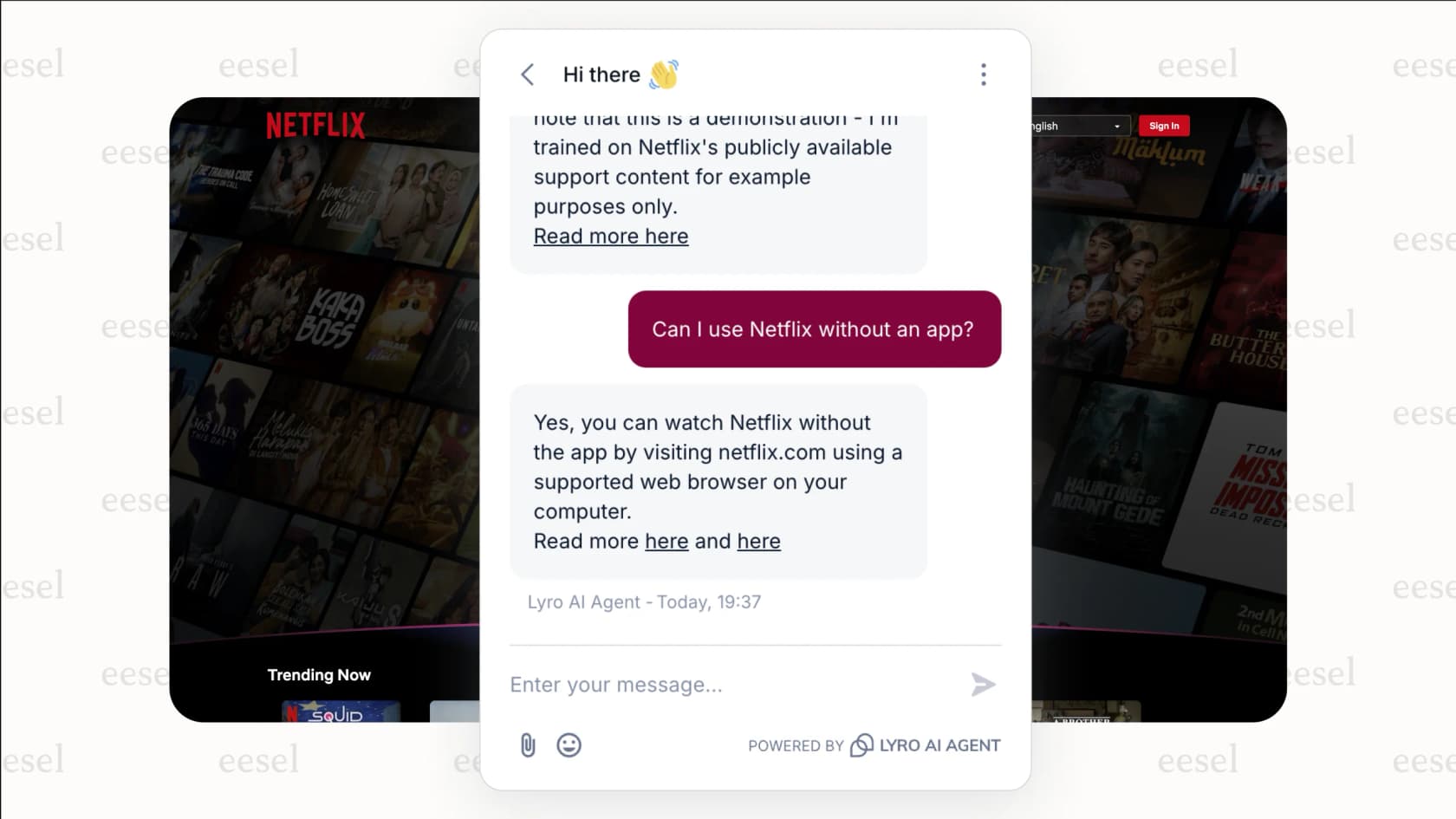 The Tidio live chat software with its conversational AI, Lyro.