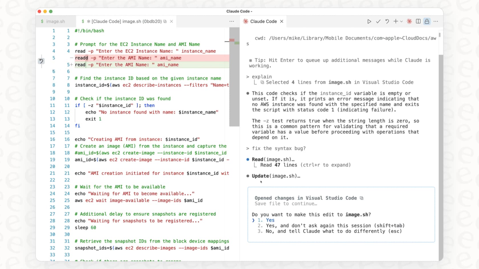 A screenshot showing Claude Code