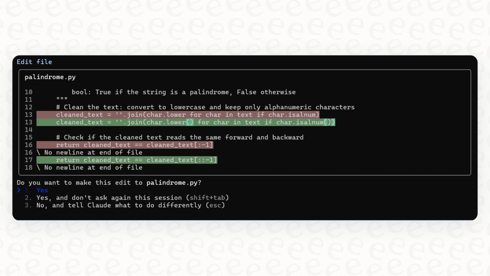 A screenshot showing the Claude Code AI assistant running in a developer