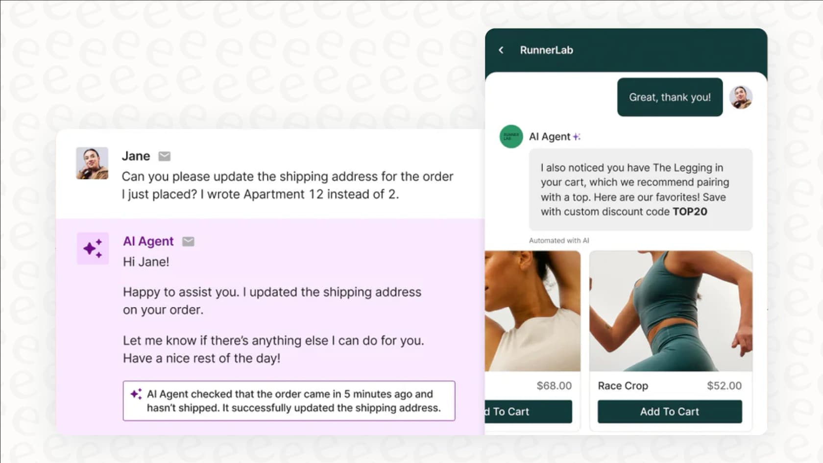 The Gorgias AI support agent seamlessly integrates with Shopify to pull real-time customer and order data.