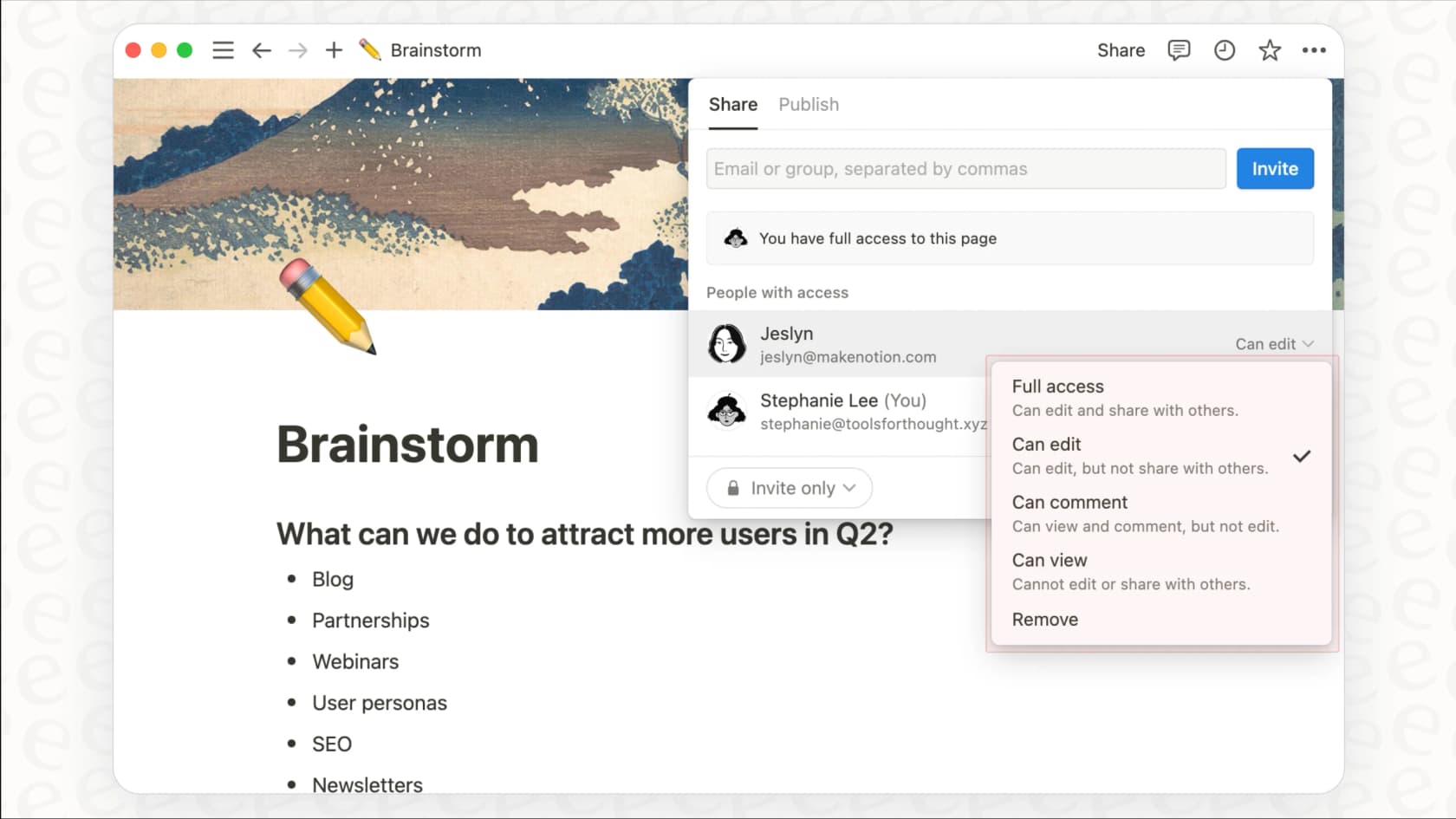 Screenshot of Notion