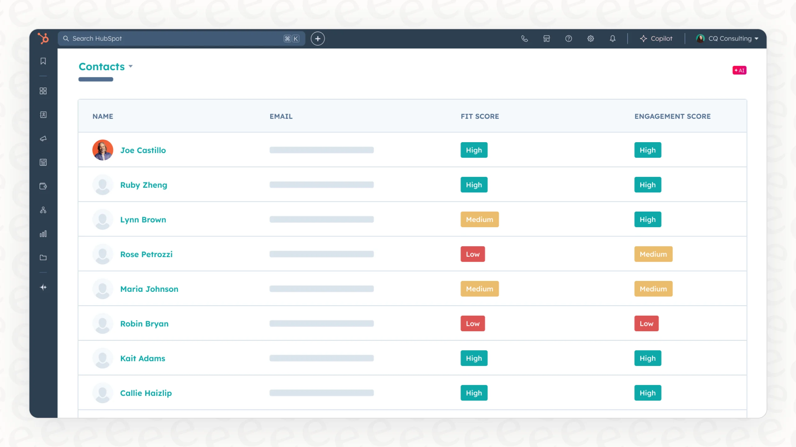 The HubSpot AI Predictive Lead Scoring feature, which helps with buyer intent tracking, a key factor in HubSpot Breeze Intelligence pricing.