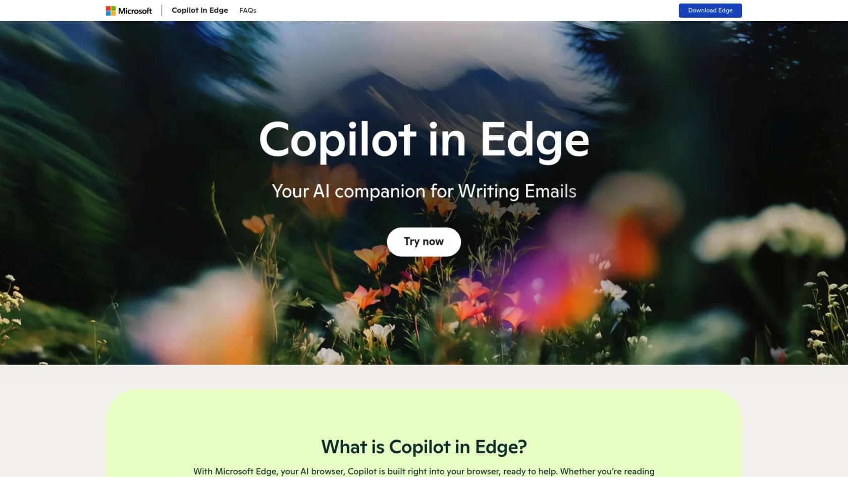 A screenshot of the Microsoft Copilot landing page, a key Google Gemini 3 alternative for Microsoft 365 users.