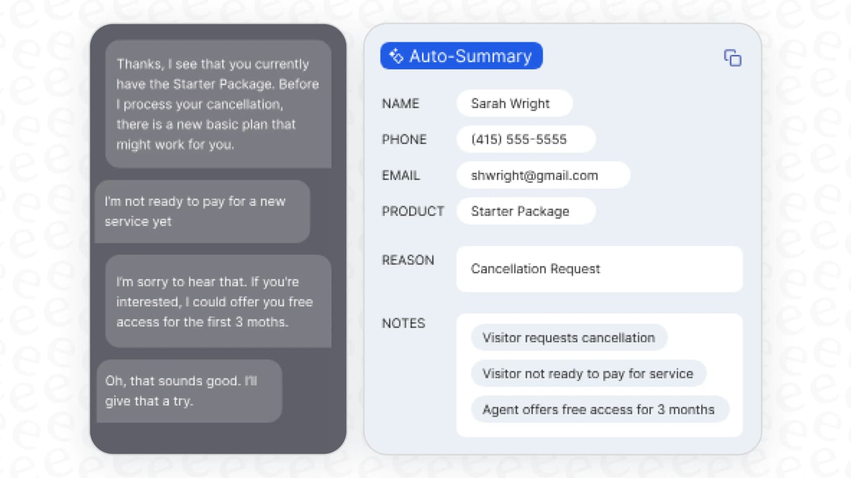An example of Cresta Agent Assist showing on-screen suggestions and guidance to a human agent during a customer call.